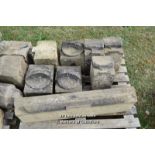 *PALLET OF EIGHT DECORATIVE SANDSTONE SECTIONS, VARIOUS SIZES