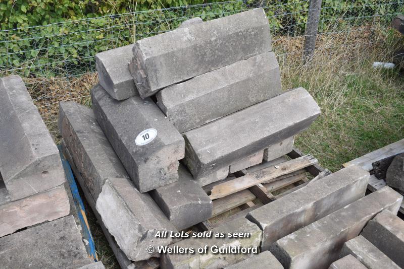 *PALLET OF SANDSTONE WINDOW SILLS/COPING, APPROX 25 LINEAR FT, VARIOUS SIZES