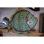 *DECORATIVE IRON FISH LANTERN WITH STAND