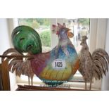 *COLLECTION OF THREE DECORATIVE IRON HENS