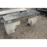 *STONE GARDEN SEAT WITH DECORATIVE STONE CORBELS, 1390 LONG