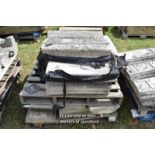 *PALLET OF APPROX TWENTY BALLUSTRADE STONE COPING SECTIONS, VARIOUS SIZES