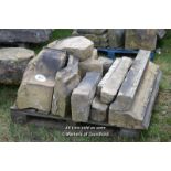 *PALLET OF APPROX TWELVE DECORATIVE MIXED STONE SECTIONS, VARIOUS SIZES
