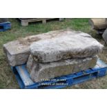 *PALLET OF THREE MIXED STONE SECTIONS, THE LONGEST 1260
