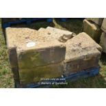 *PALLET OF FOUR DECORATIVE CHAMFERRED SANDSTONE QUOINS