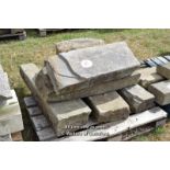 *PALLET OF SEVEN YORKSTONE KERBS, APPROX 18 LINEAR FT, VARIOUS SIZES