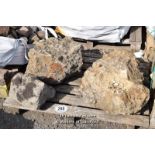 *THREE MIXED FEATURE STONES, VARIOUS SIZES