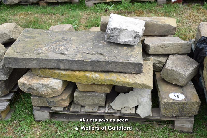 *PALLET OF APPROX FIFTEEN SANDSTONE STEP AND MIXED KERB PIECES, VARIOUS SIZES