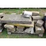 *PALLET OF APPROX FIFTEEN SANDSTONE STEP AND MIXED KERB PIECES, VARIOUS SIZES