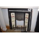 *CAST IRON FIRE INSERT COMPLETE WITH DECORATIVE TILES, 810 X 960