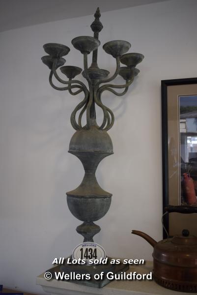 *GALVANISED EIGHT BRANCH CANDLE HOLDER, 900 HIGH