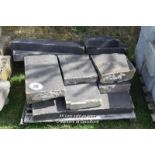 *PALLET OF APPROX TEN LIMESTONE COPING BLOCKS, VARIOUS SIZES