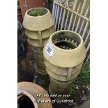 *PAIR OF VENTED BUFF CHIMNEY POTS BY DAULTON & CO, EACH 1040 HIGH