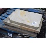 *FOUR MIXED SANDSTONE SLABS, THE LARGEST 650 X 600