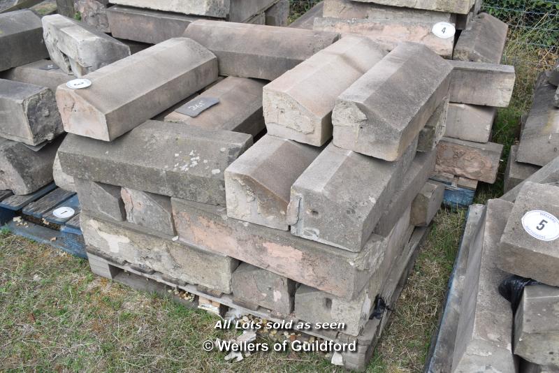 *PALLET OF SANDSTONE WINDOW SILLS/COPING, APPROX 40 LINEAR FT, VARIOUS SIZES