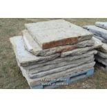 *PALLET OF MIXED YORK FLAGSTONE, RANDOM LENGTHS AND THICKNESSES, APPROX 8 SQUARE METRES