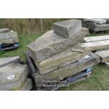 *PALLET OF FOUR STONE SECTIONS, INCLUDING TWO YORKSTONE LANDING STONES, THE LARGEST 1270 X 1400