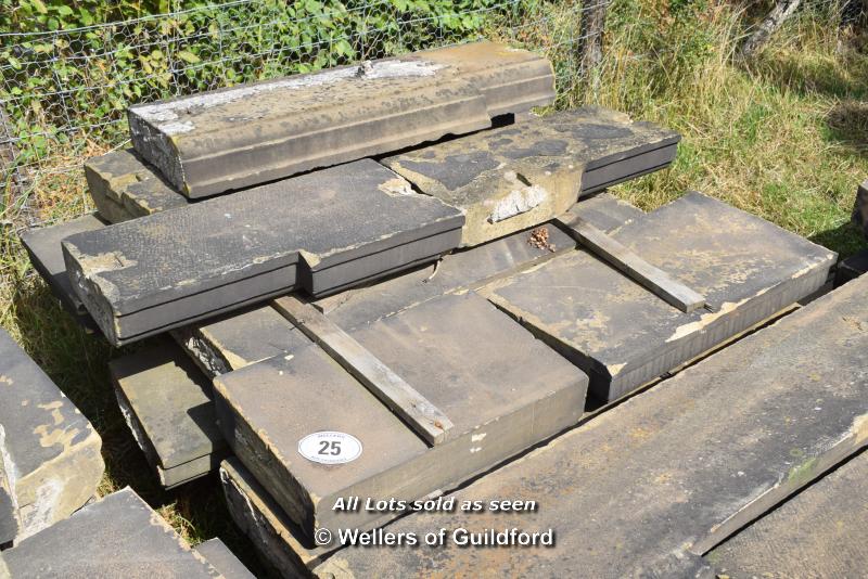 *PALLET OF APPROX FIFTEEN LIMESTONE COPING/BAND COURSE, VARIOUS SIZES