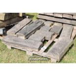 *PALLET OF DECORATIVE SANDSTONE WALL COPING, APPROX 20 LINEAR FT, VARIOUS SIZES