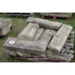 *PALLET OF MIXED LIMESTONE COPING, APPROX 20 LINEAR FT, VARIOUS SIZES