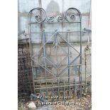 *PAIR OF WROUGHT IRON SCROLLED TOP GARDEN GATES, EACH 1790 HIGH X 900 WIDTH