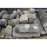 *PALLET OF APPROX SEVENTEEN MIXED STONE HALF ROUND COPING SECTIONS