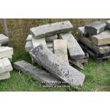 *PALLET OF NINE RADIUS GRANITE KERBS, APPROX 35 LINEAR FT, VARIOUS SIZES