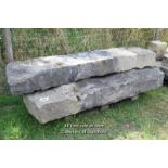 *THREE LARGE GRITSTONE GATE POST SECTIONS, THE LARGEST 2030