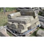 *PALLET OF STONE DOUBLE CANT WALL COPING/BAND COURSE, APPROX 33 LINEAR FT, VARIOUS SIZES