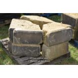 *PALLET OF APPROX SIX DECORATIVE CHAMFERRED SANDSTONE QUOINS, VARIOUS SIZES