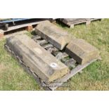 *PALLET OF DOUBLE CANT WALL COPING/BAND COURSE, APPROX 6.5 LINEAR FT, VARIOUS SIZES