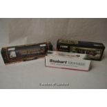 Corgi Eddie Stobart: AEC truck and trailer, ERF Curtainside trailer, both boxed; Stobart biomass