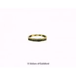 Diamond set half eternity ring, round brilliant cut diamonds channel set in 9ct yellow gold,