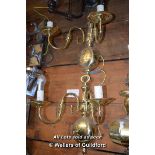 PAIR OF DECORATIVE BRASS TWIN BRANCH WALL LIGHTS