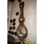 TWO DECORATIVE WALL CLOCKS AND A LARGE BAROMETER