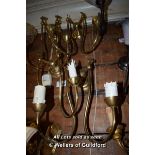 SET OF FOUR MATCHING BRASS TWIN BRANCH WALL LIGHTS