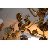 DECORATIVE BRASS THREE BRANCH CANDELABRA