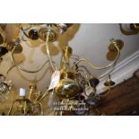 DECORATIVE BRASS SIX BRANCH CANDELABRA OF BULBOUS FORM