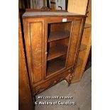 FRENCH STYLE OAK GLAZED DISPLAY CABINET WITH ONE DRAWER, 950 X 480 X 1525