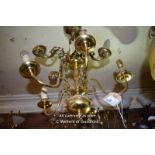 DECORATIVE BRASS FIVE BRANCH CANDELABRA