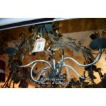 DECORATIVE METAL FIVE BRANCH CANDELABRA WITH LEAF DESIGN