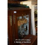 MAHOGANY VENEERED GLAZED DISPLAY CABINET COMPRISING THREE GLASS SHELVES AND A HIDDEN BOTTOM