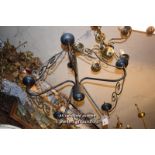 DECORATIVE BLACK METAL FIVE BRANCH CANDELABRA