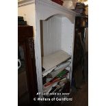 WHITE PAINTED BOOKCASE WITH THREE SHELVES, 1240 X 270 X 1990