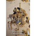 DECORATIVE BRASS NINE BRANCH TWO TIER CANDELABRA