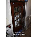 MAHOGANY GLAZED DISPLAY CABINET WITH THREE SHELVES, 910 X 350 X 1700