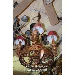 PAIR OF MATCHING DECORATIVE METAL FOUR BRANCH CANDELABRA