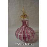 A Venetian Murano Latticino vase and cover, with pink and white twist decoration, 23cm.
