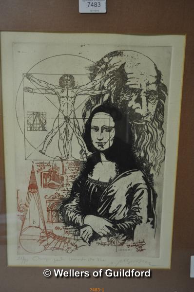 After Nicolae Nobilescu, Da Vinci illustration, limited edition print 25/90, signed in pencil. - Image 2 of 3