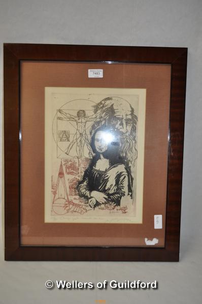 After Nicolae Nobilescu, Da Vinci illustration, limited edition print 25/90, signed in pencil.